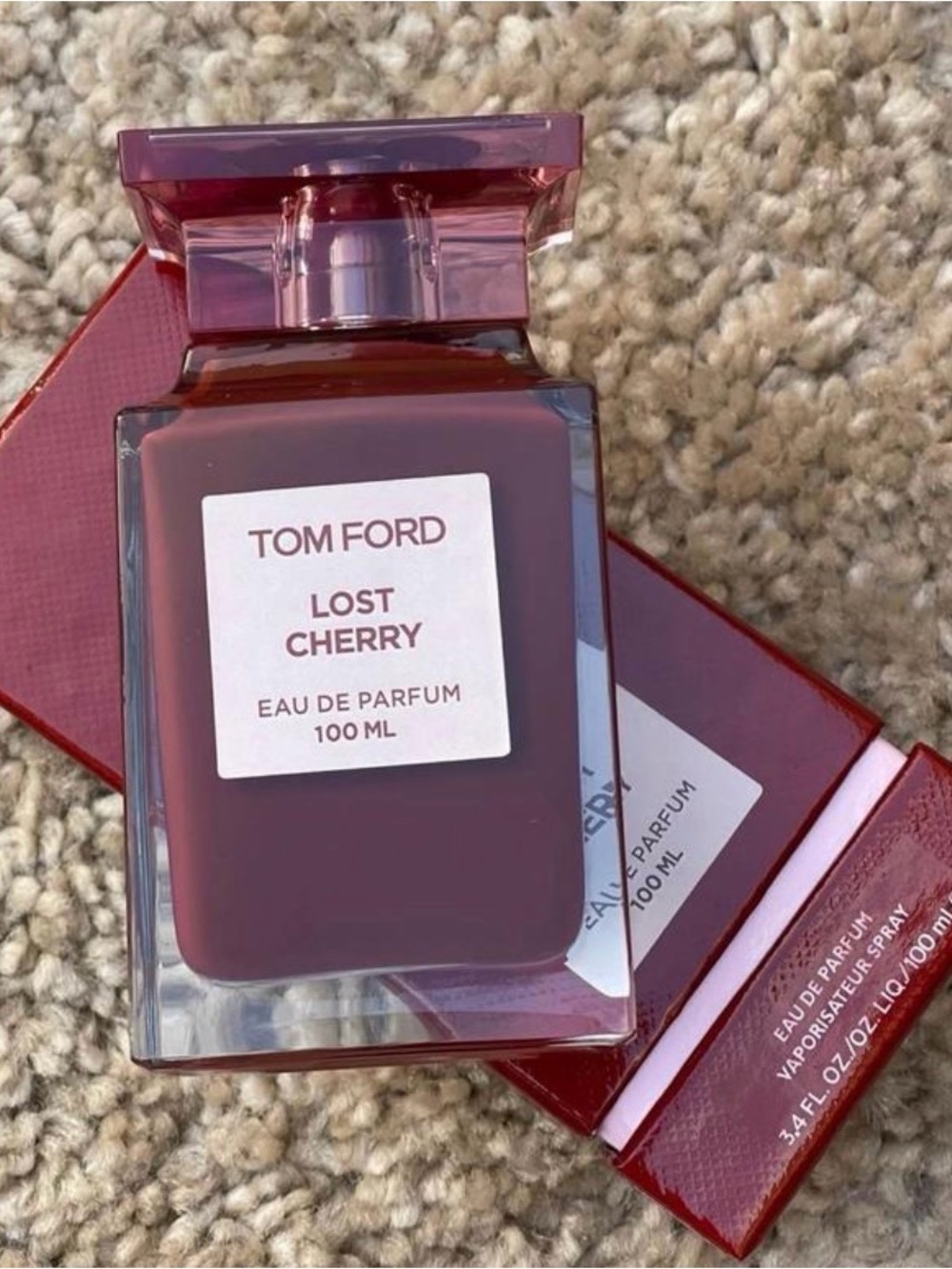Tom Ford Lost Cherry Bottle in Rich Red with Pink Cap - Picture 3 of 3